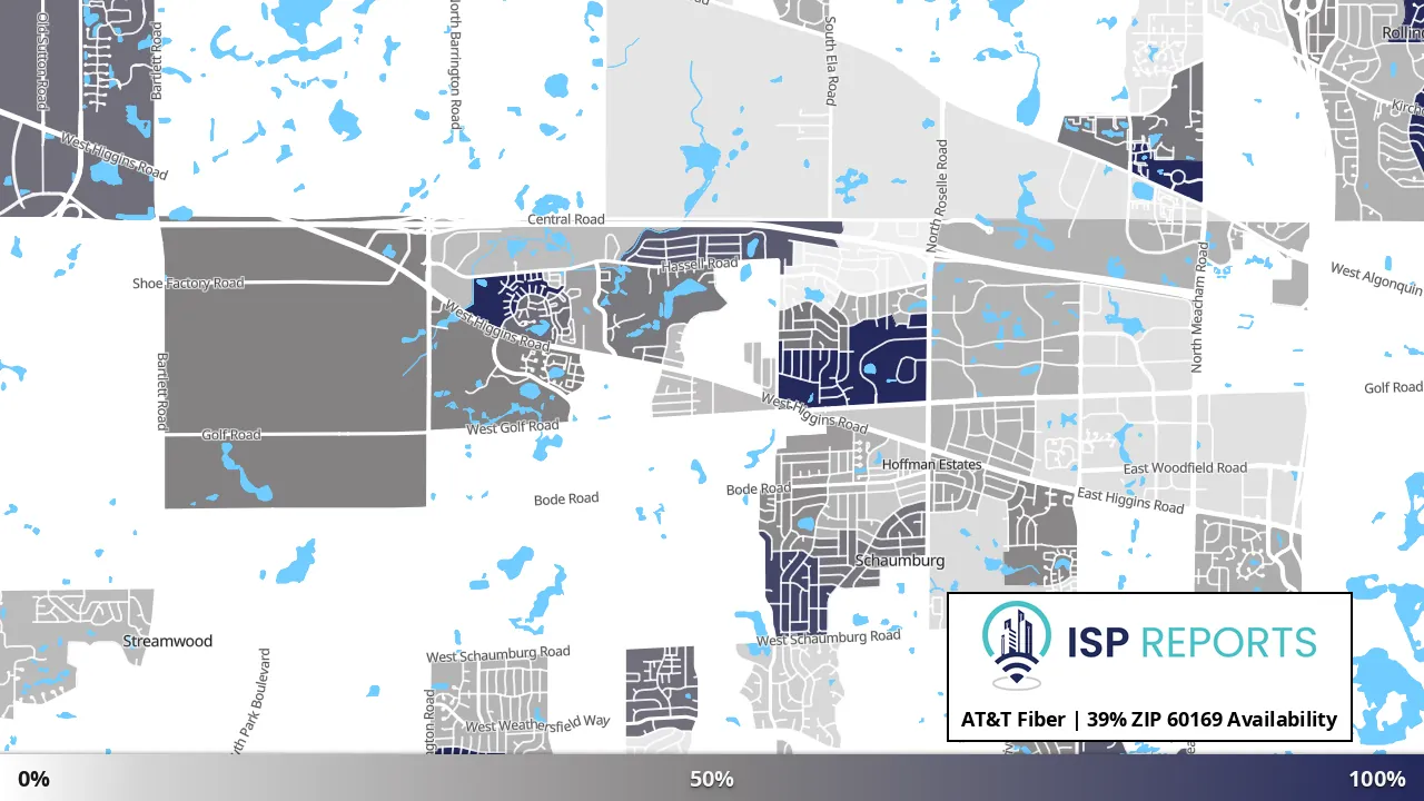 60169, IL map of internet availability