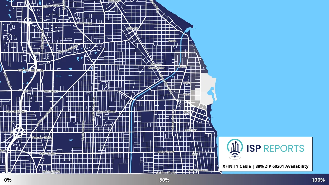 60201, IL map of internet availability