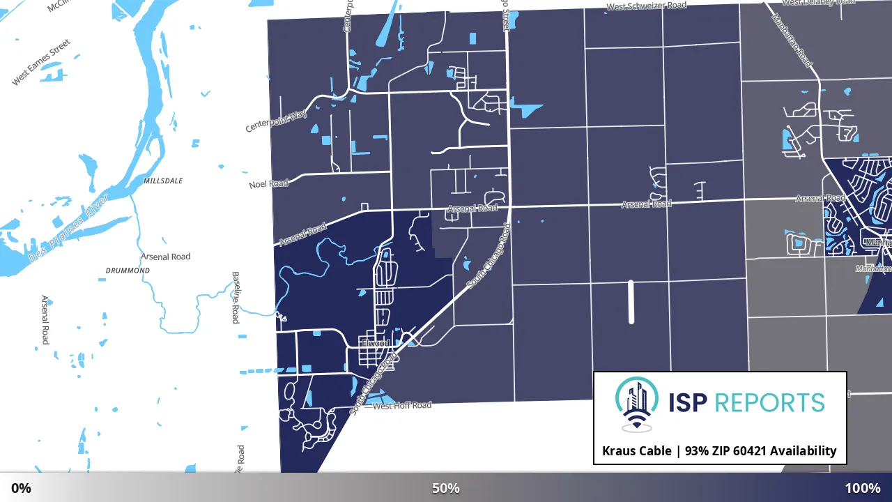 60421, IL map of internet availability