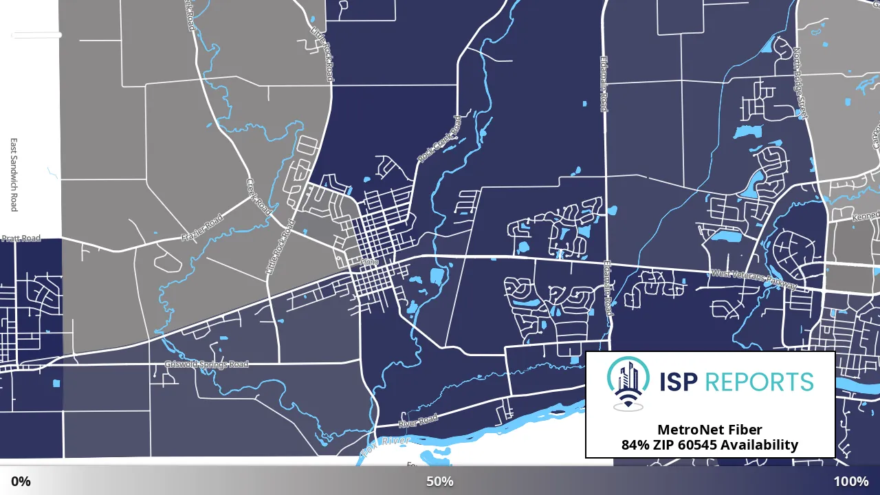 60545, IL map of internet availability