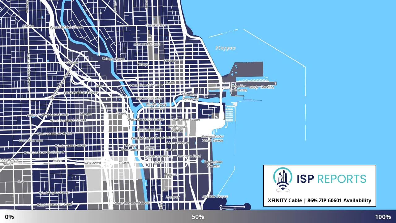 60601, IL map of internet availability