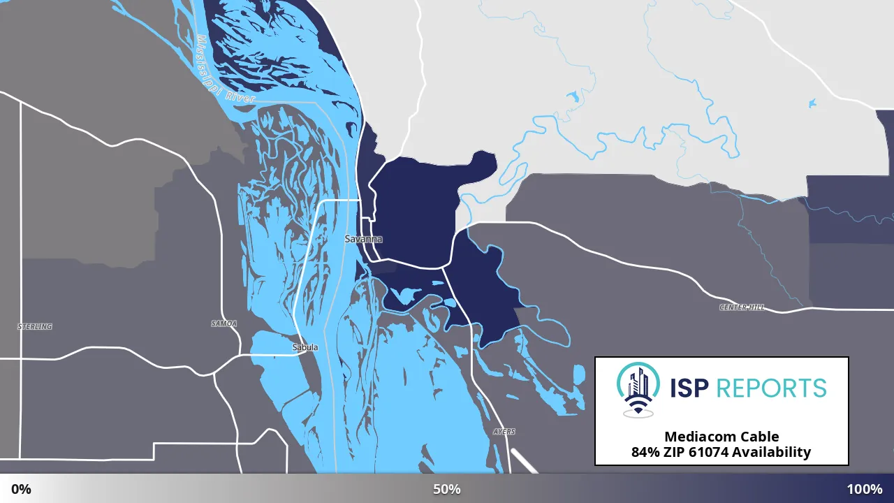 61074, IL map of internet availability