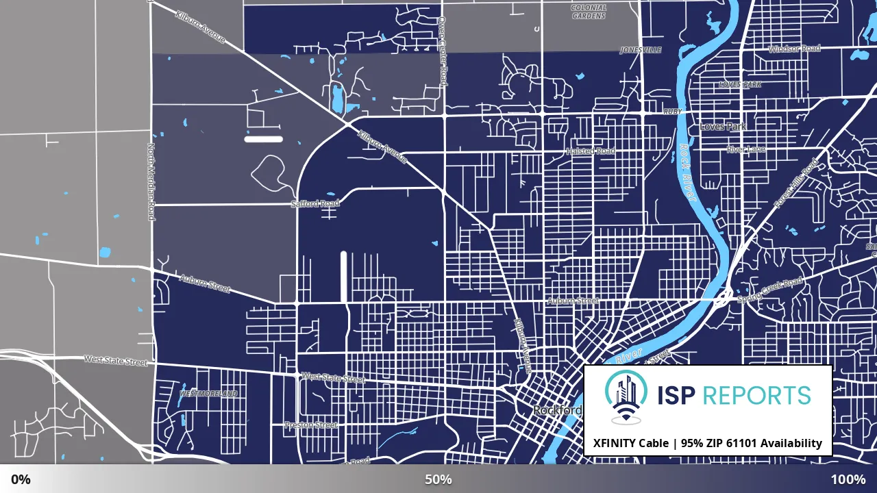 61101, IL map of internet availability