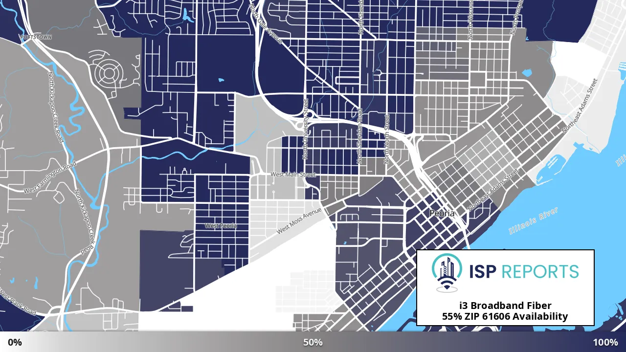 61606, IL map of internet availability