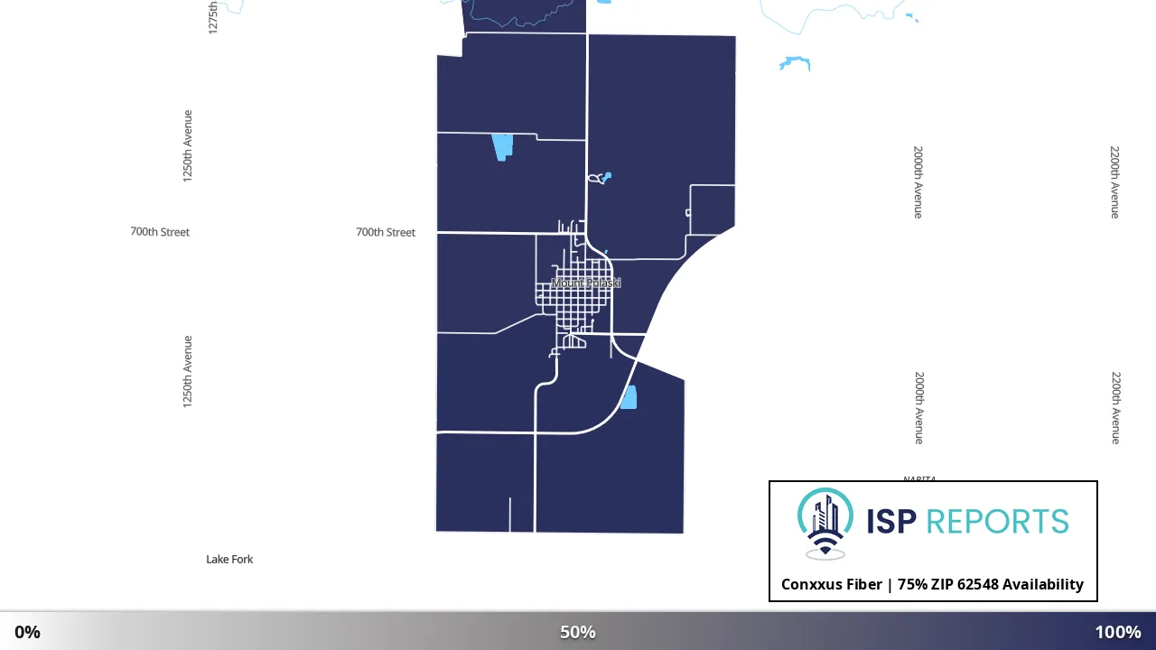 62548, IL map of internet availability