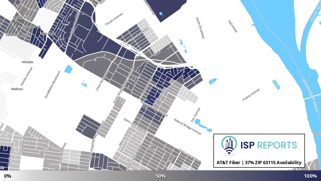63115, MO map of internet availability