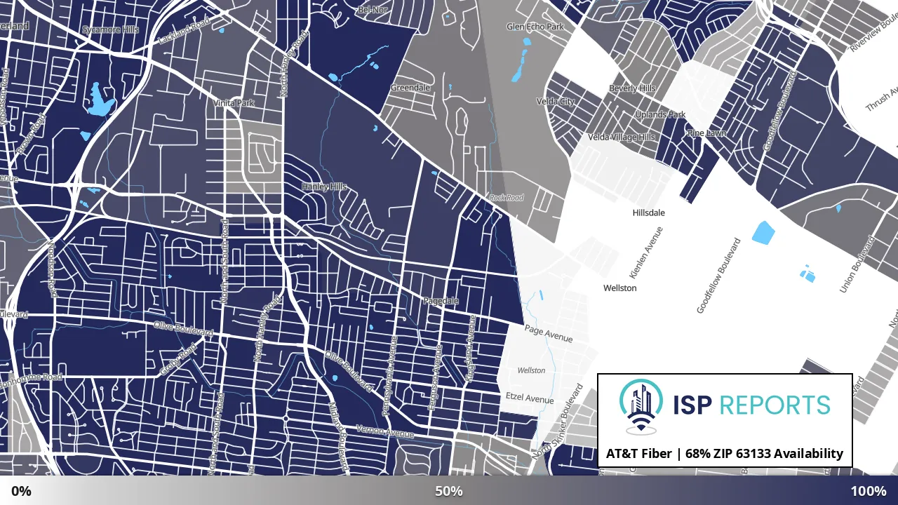 63133, MO map of internet availability