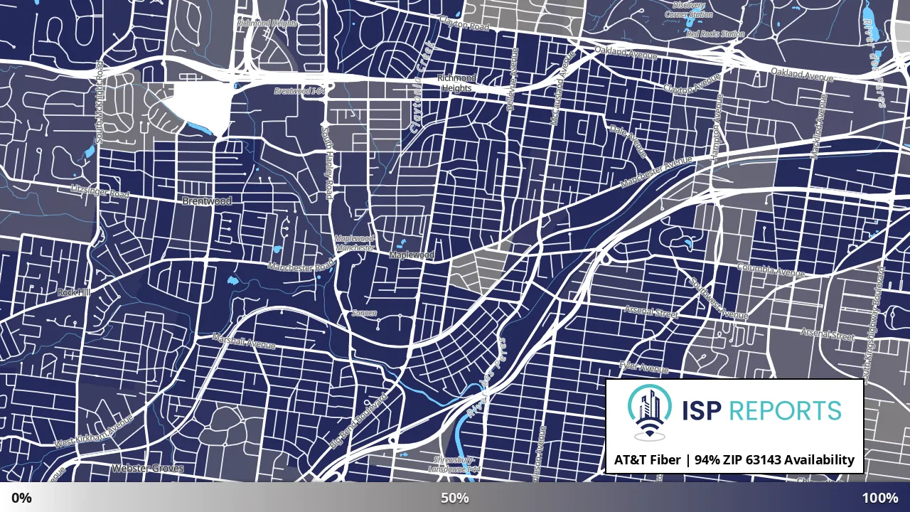 63143, MO map of internet availability