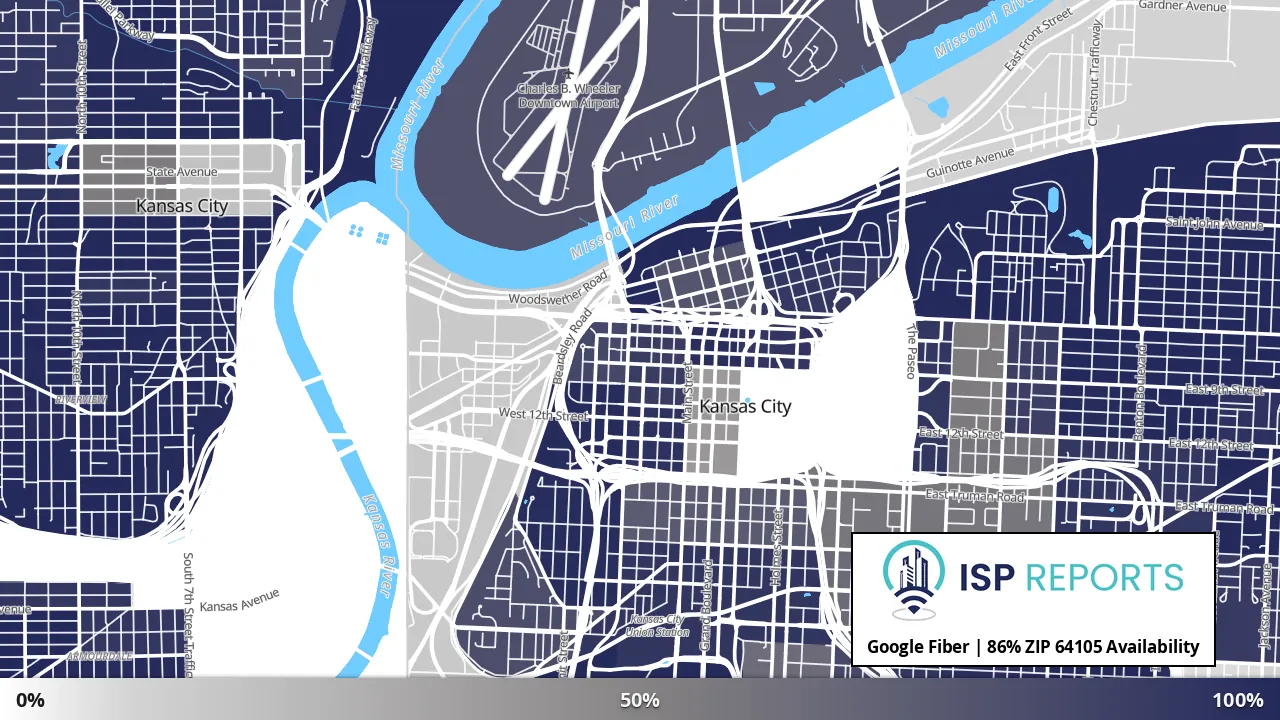 64105, MO map of internet availability