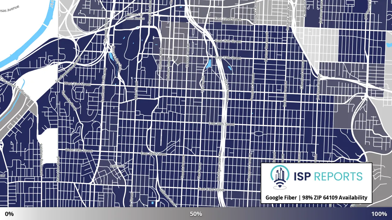 64109, MO map of internet availability