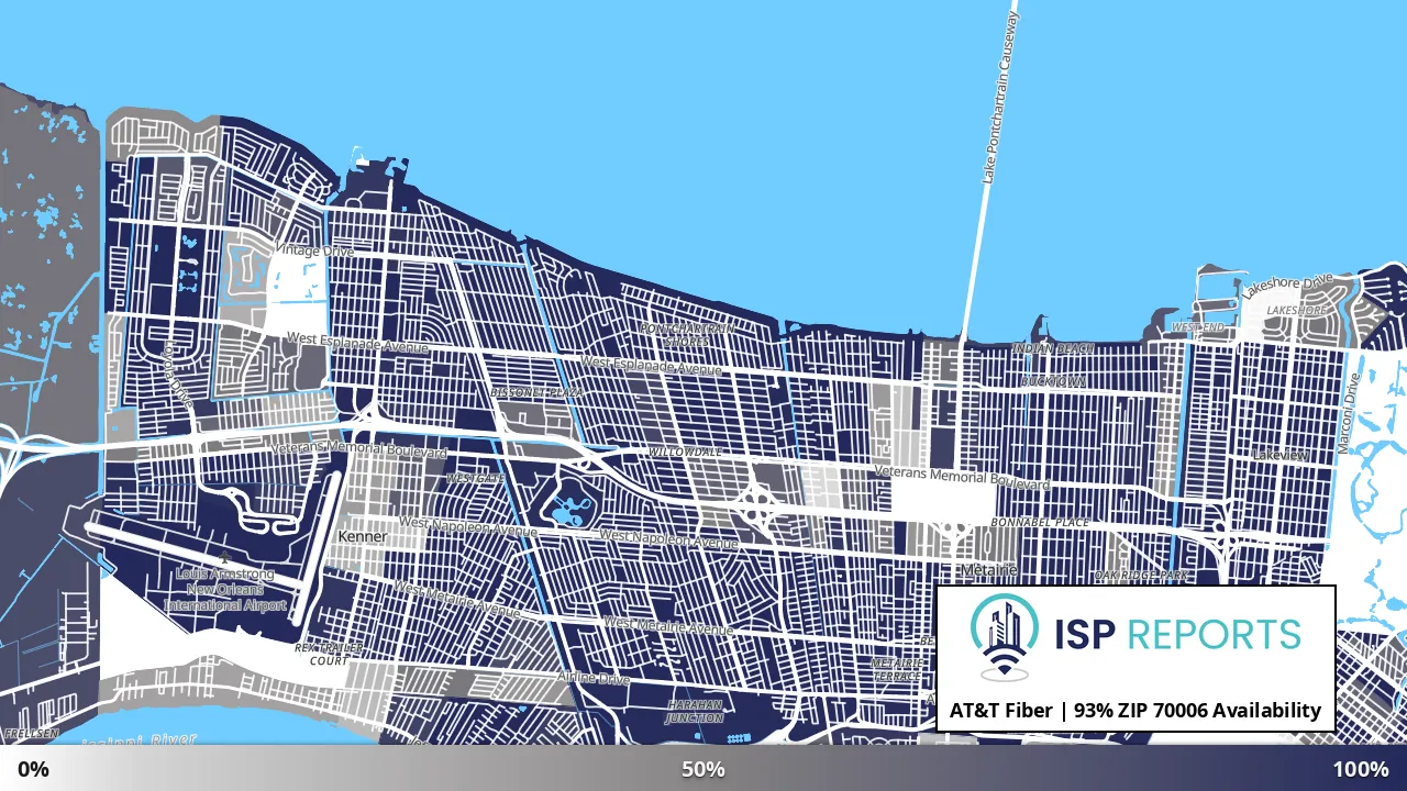 70006, LA map of internet availability