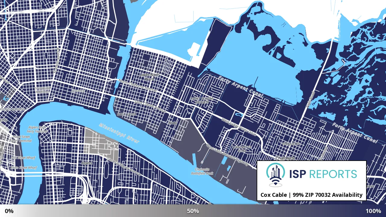 70032, LA map of internet availability