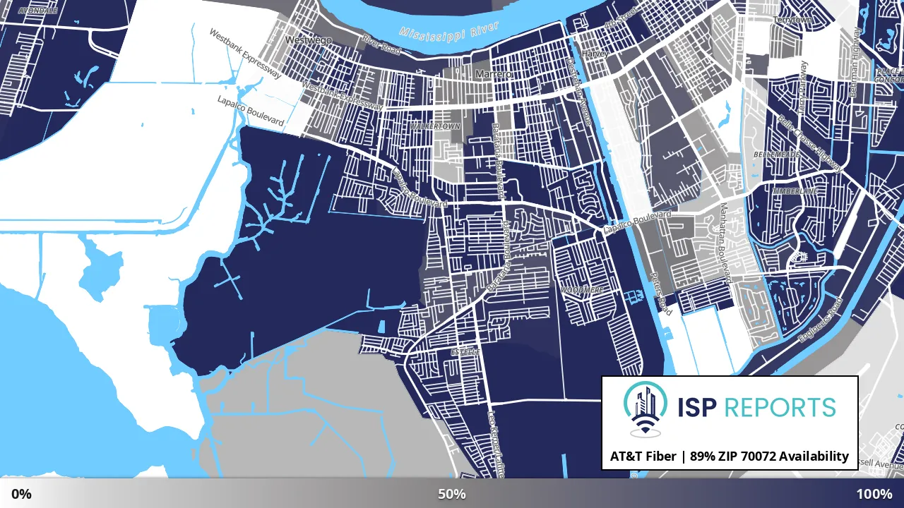 70072, LA map of internet availability