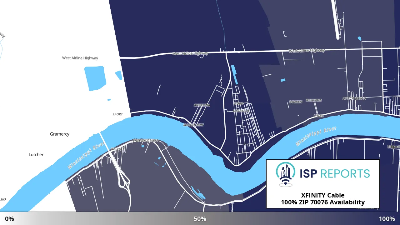 70076, LA map of internet availability