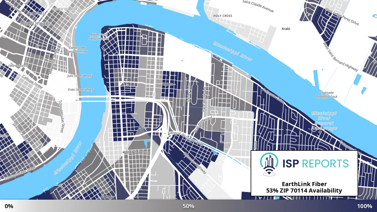 70114, LA map of internet availability