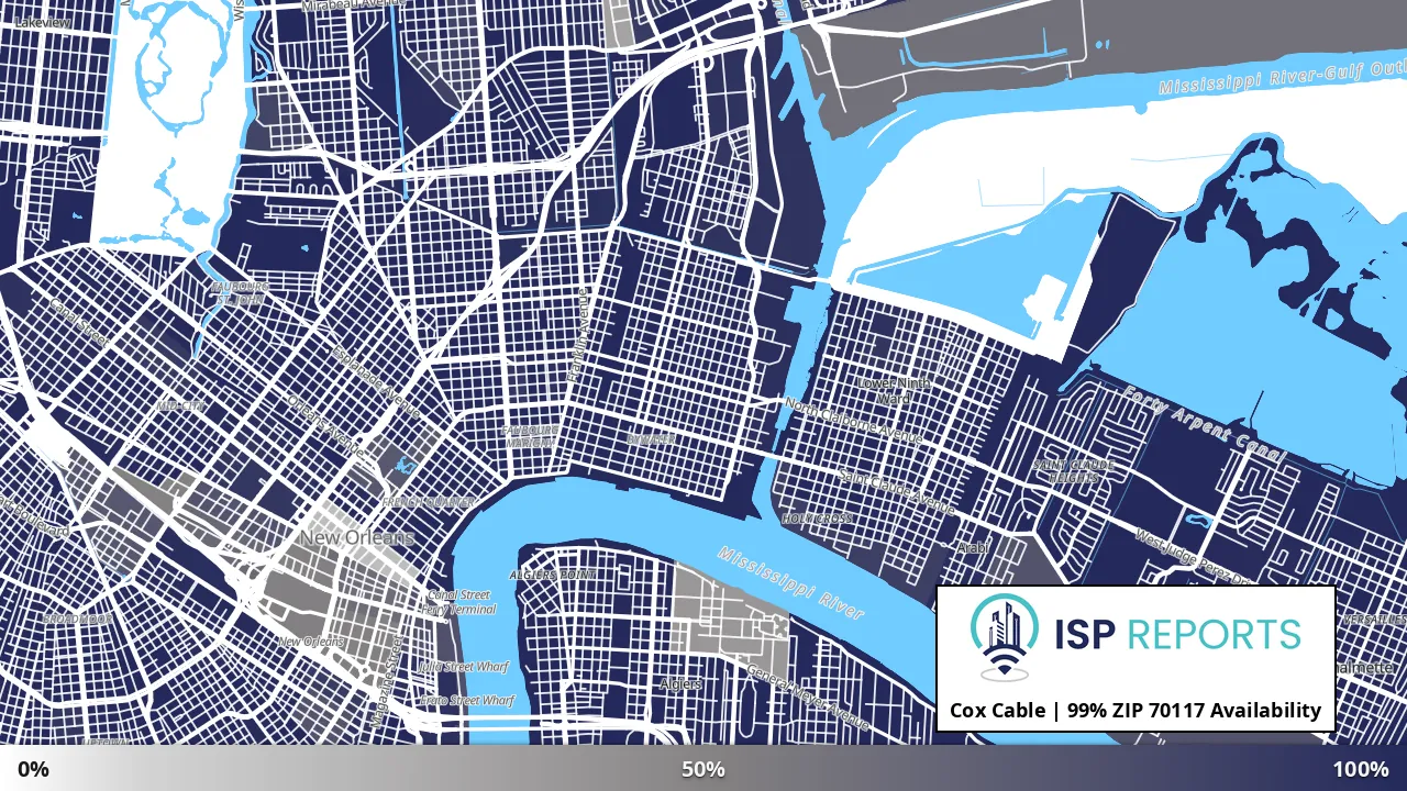 70117, LA map of internet availability