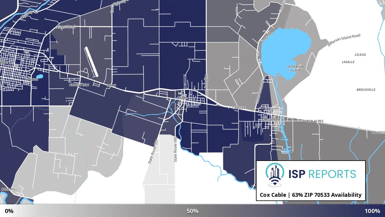 70533, LA map of internet availability