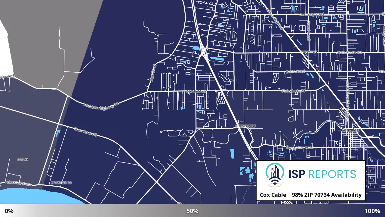 70734, LA map of internet availability