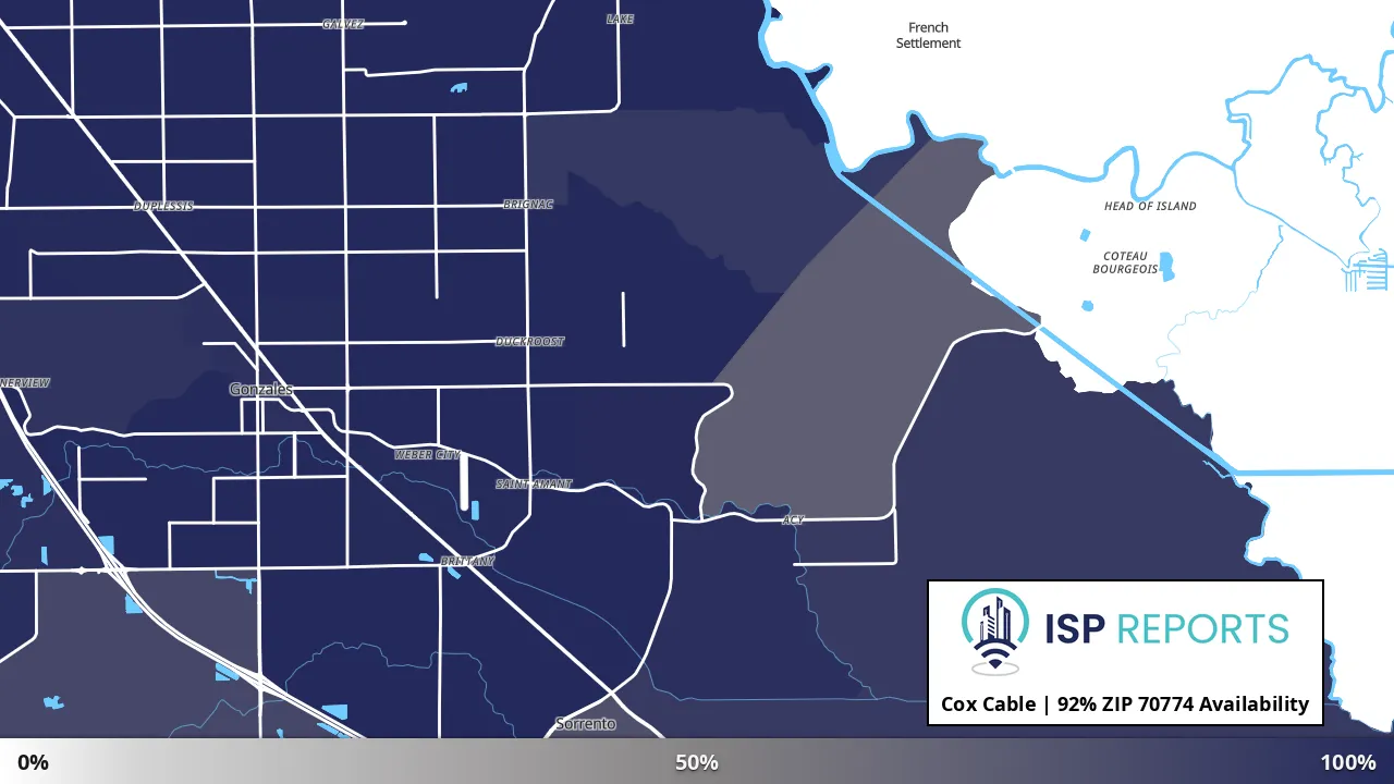 70774, LA map of internet availability
