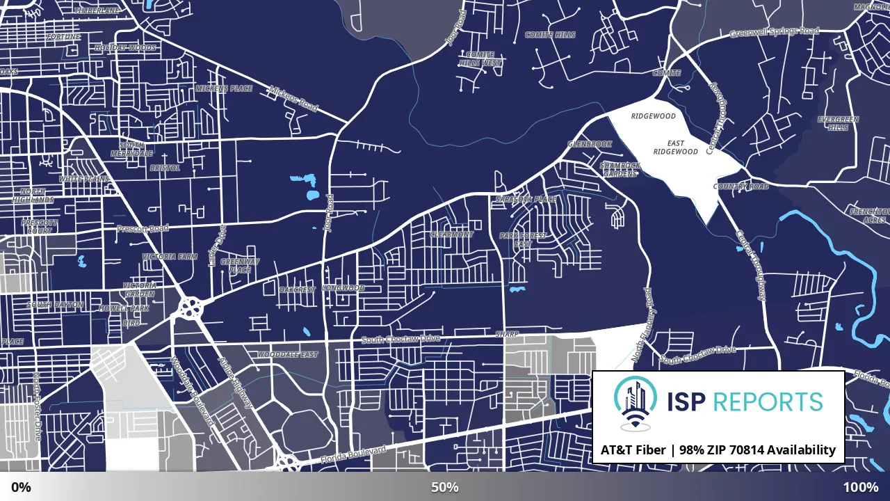 70814, LA map of internet availability