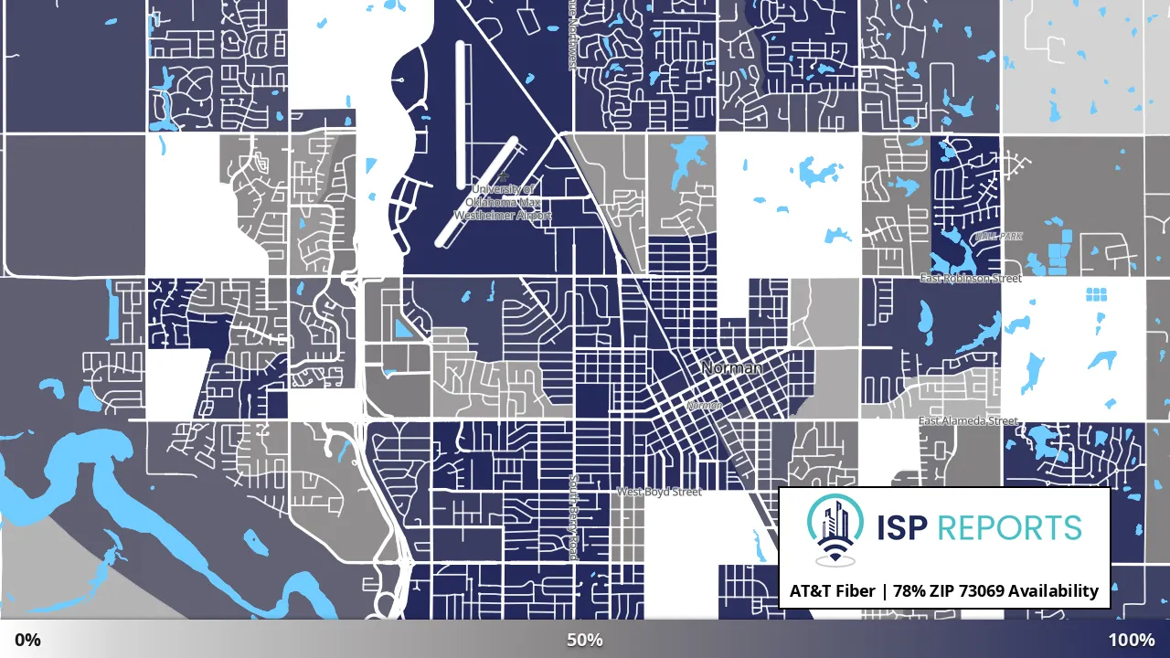 73069, OK map of internet availability