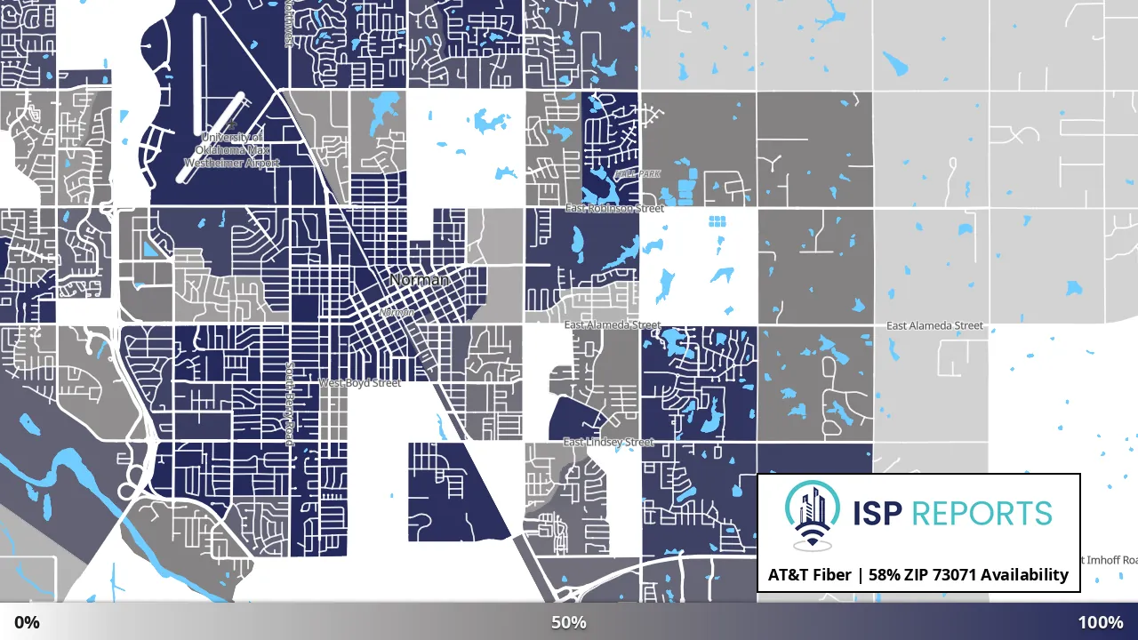 73071, OK map of internet availability