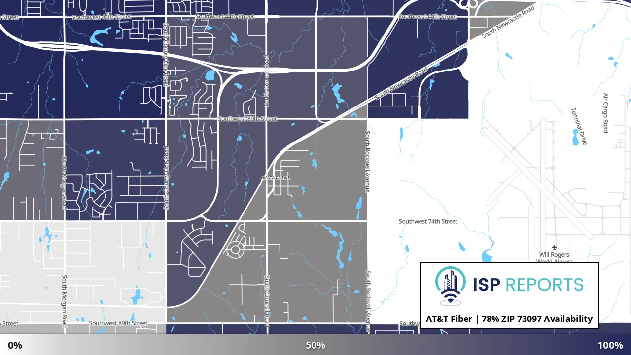 73097, OK map of internet availability