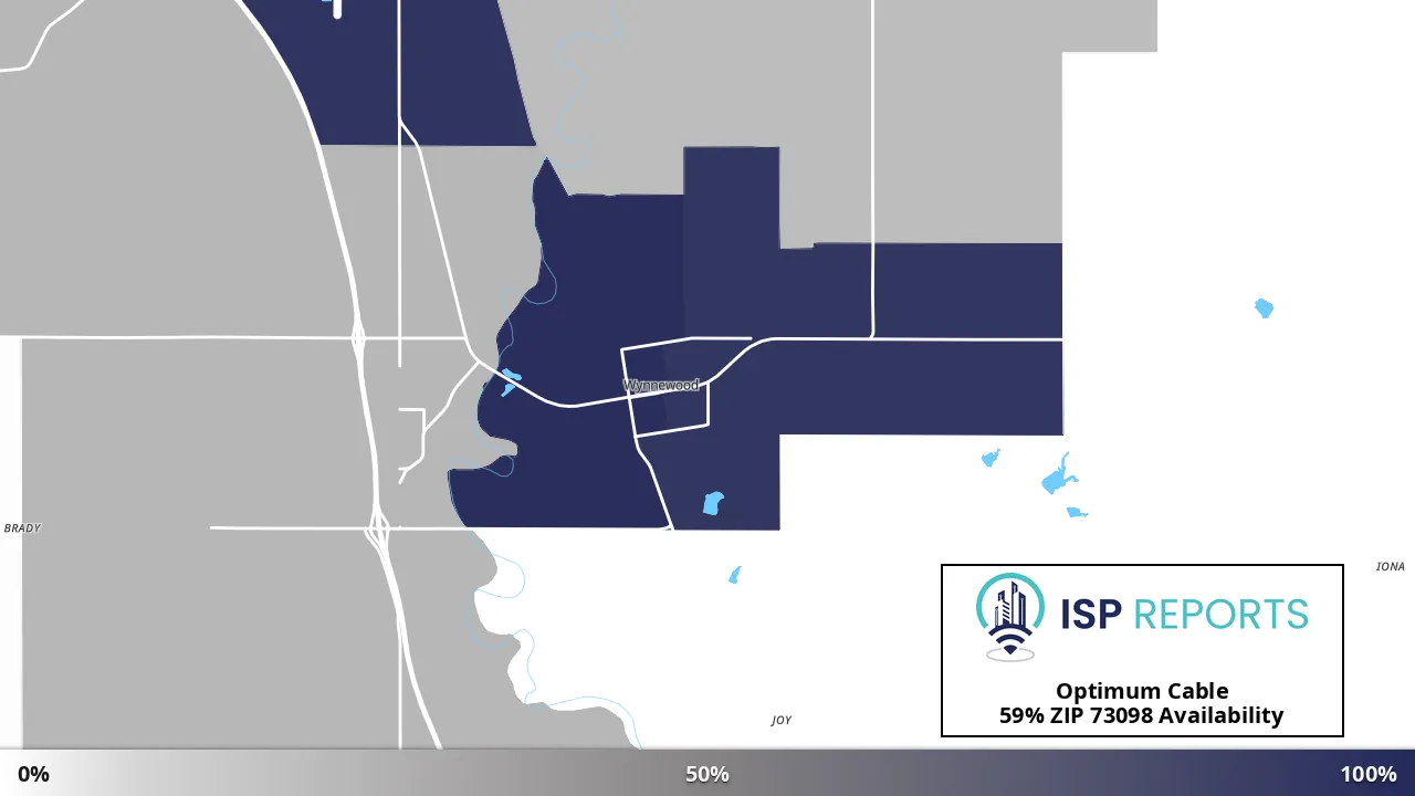 73098, OK map of internet availability