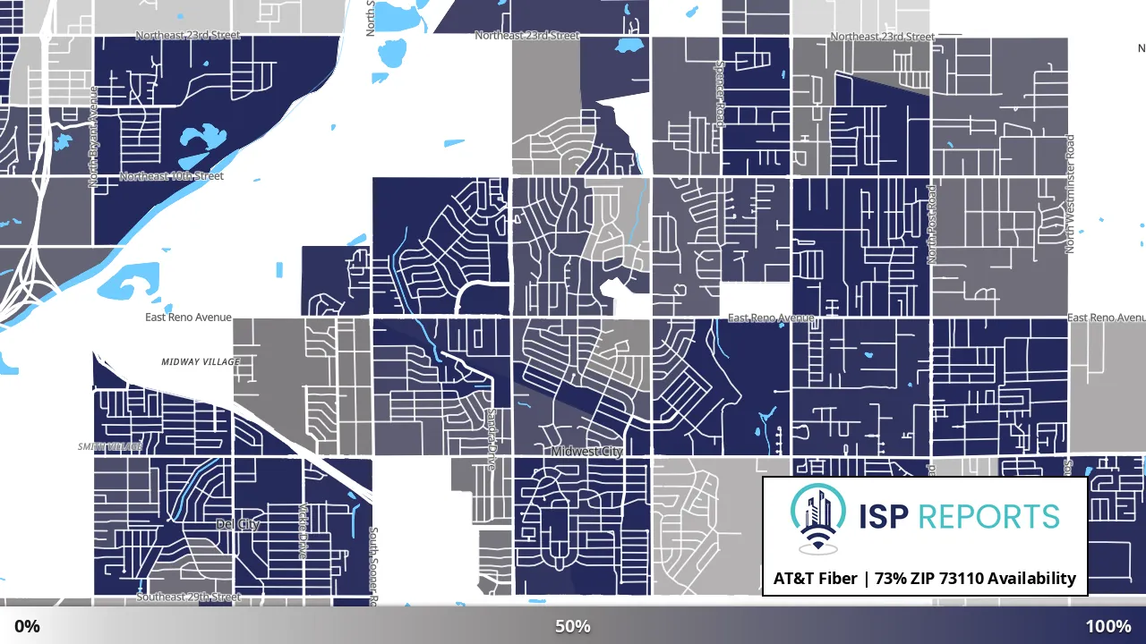 73110, OK map of internet availability