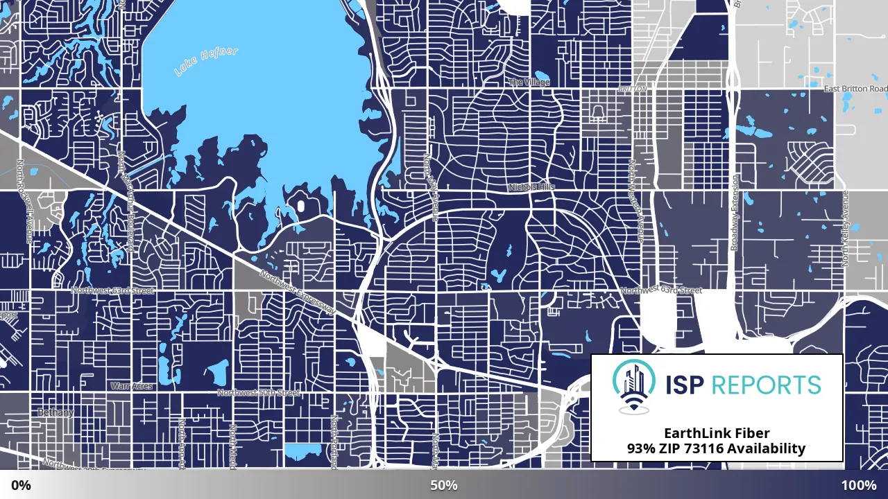 73116, OK map of internet availability