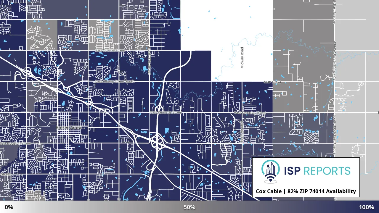 74014, OK map of internet availability