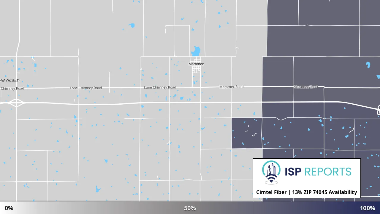 74045, OK map of internet availability
