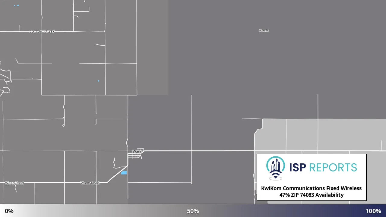 74083, OK map of internet availability