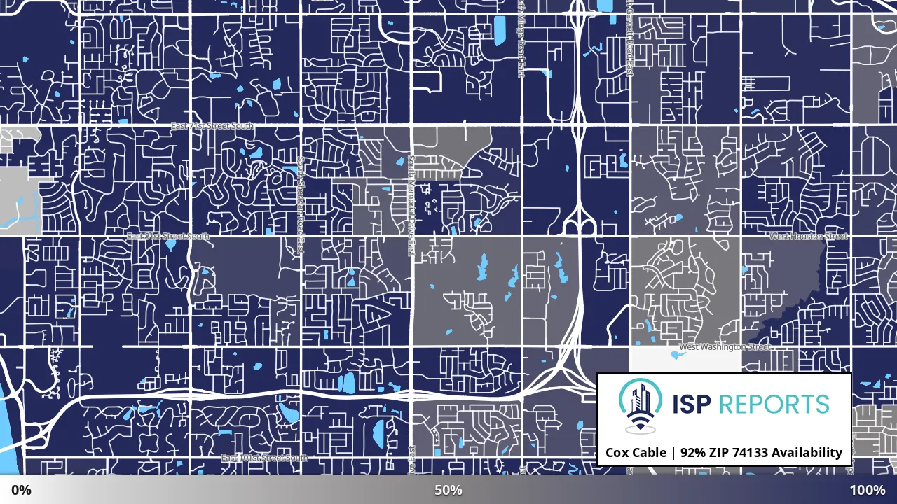 74133, OK map of internet availability