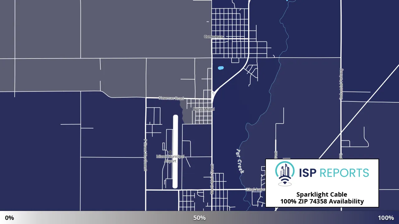 74358, OK map of internet availability