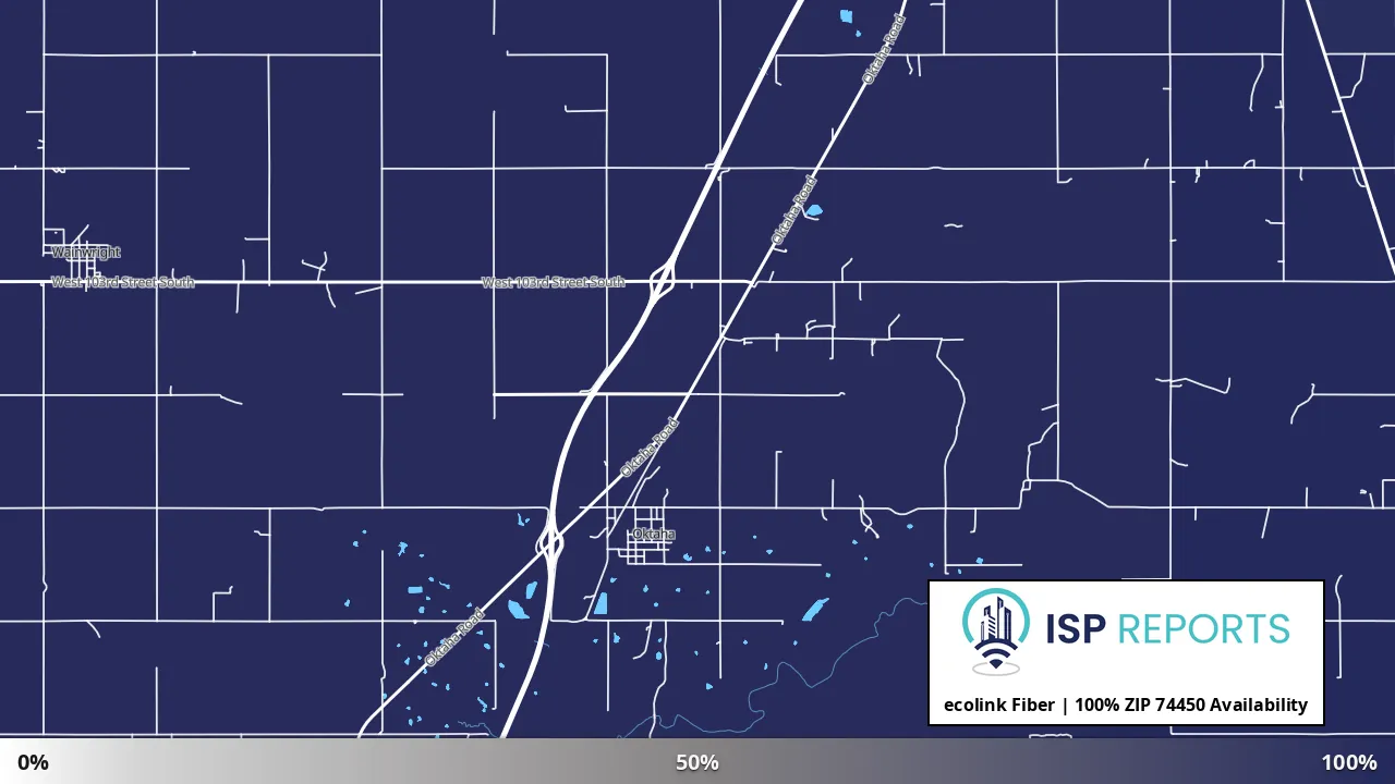 74450, OK map of internet availability