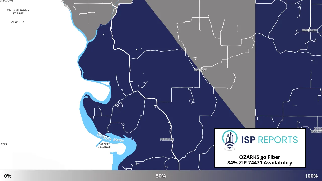 74471, OK map of internet availability