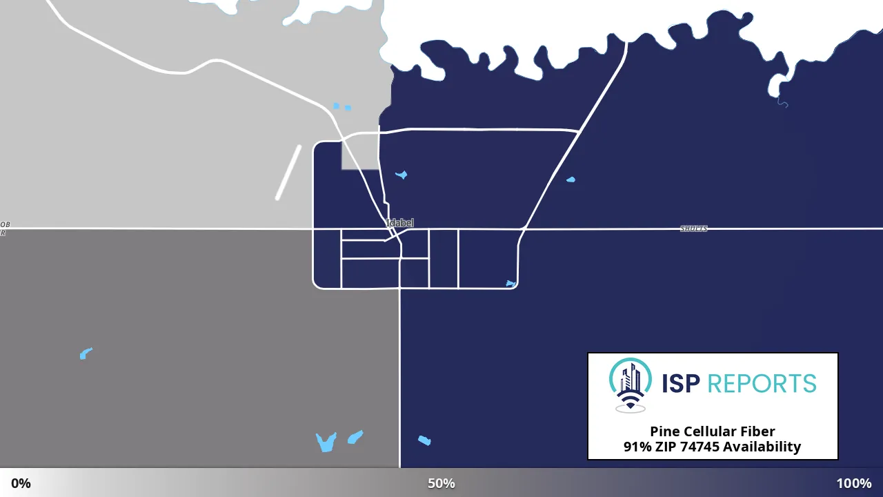 74745, OK map of internet availability