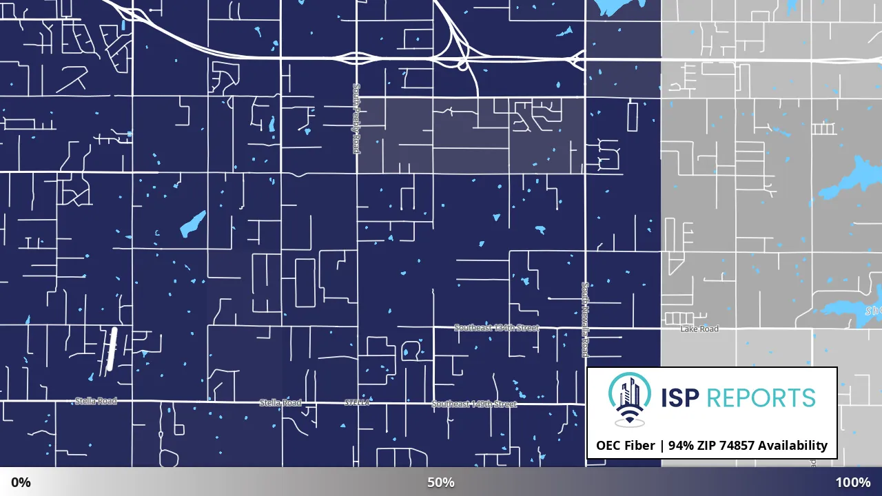 74857, OK map of internet availability
