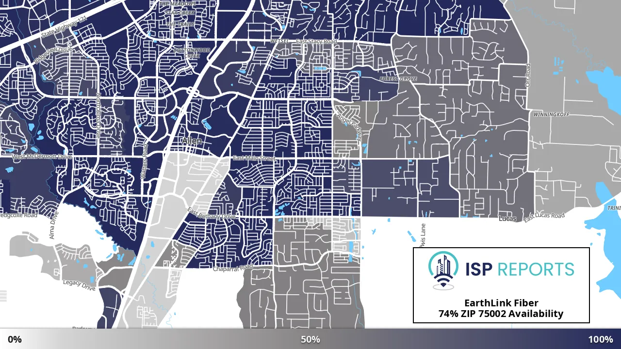 75002, TX map of internet availability