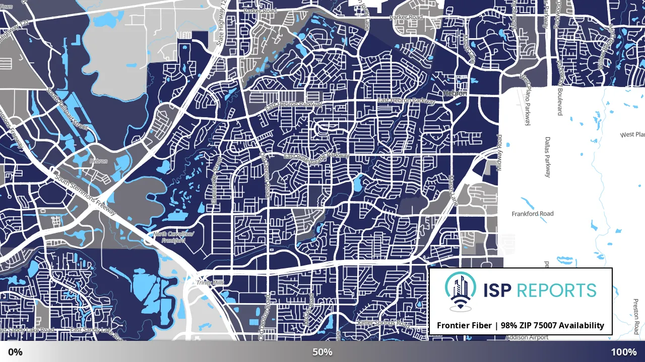 75007, TX map of internet availability
