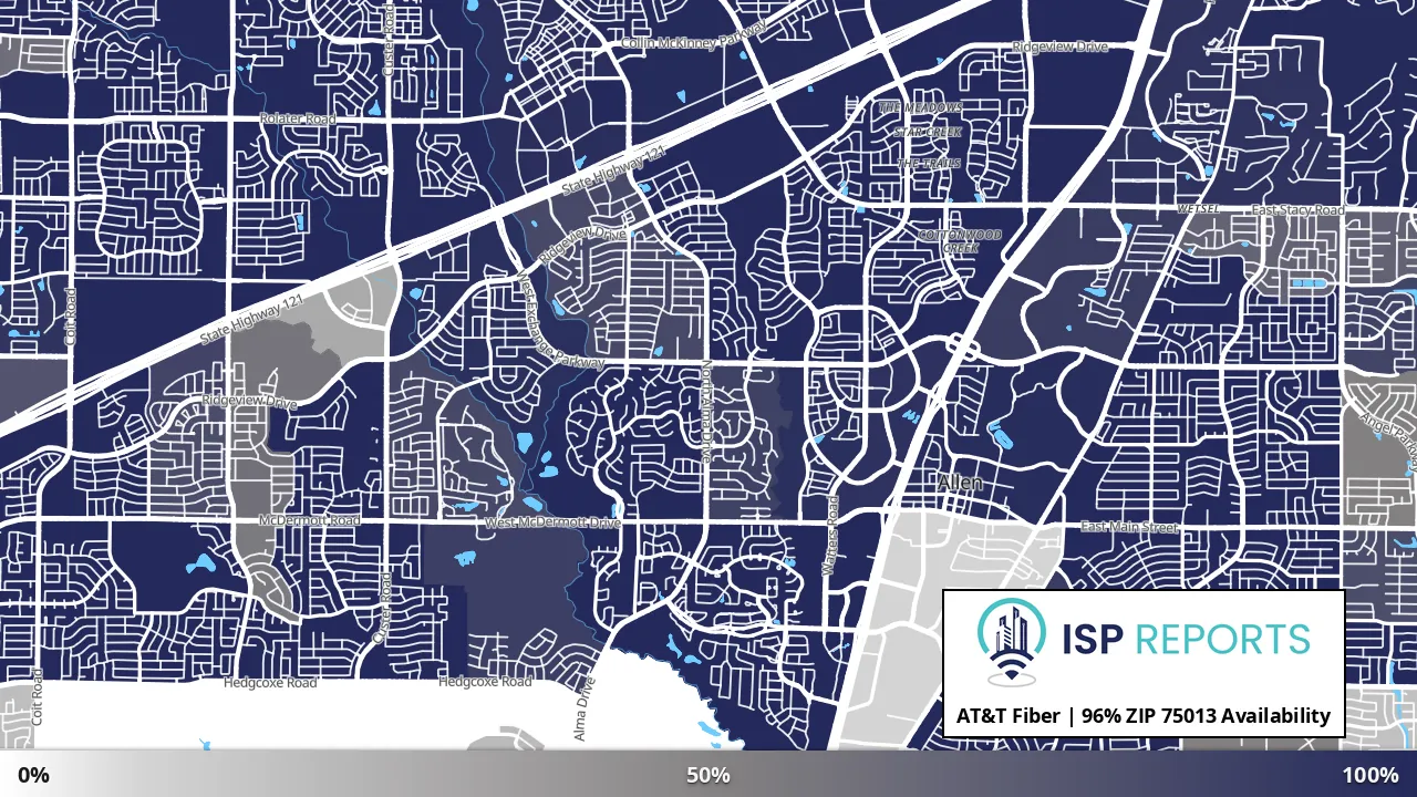 75013, TX map of internet availability
