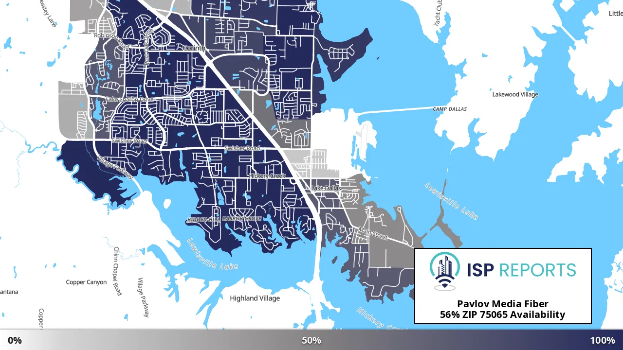 75065, TX map of internet availability