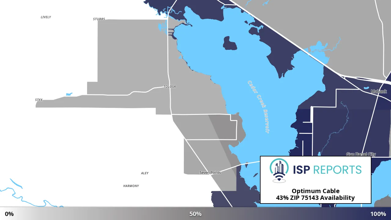 75143, TX map of internet availability