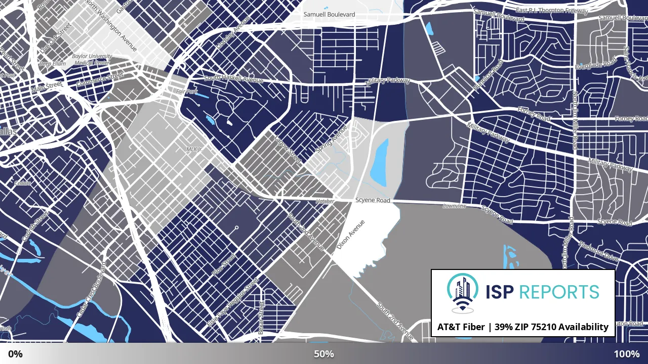 75210, TX map of internet availability