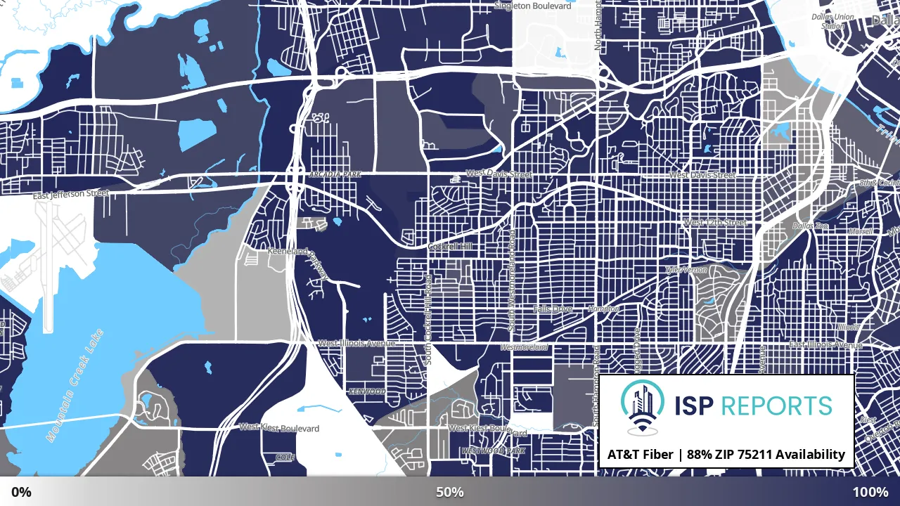 75211, TX map of internet availability