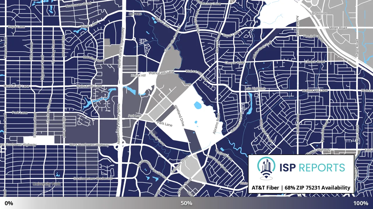 75231, TX map of internet availability