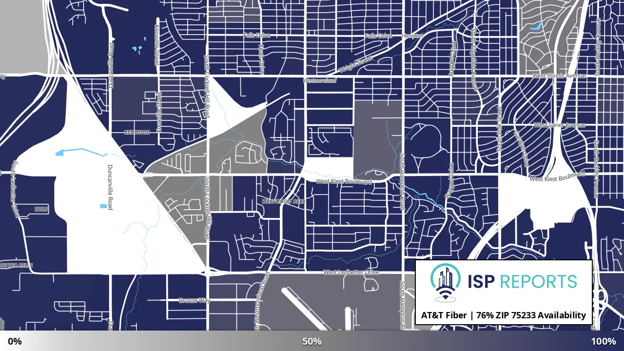 75233, TX map of internet availability