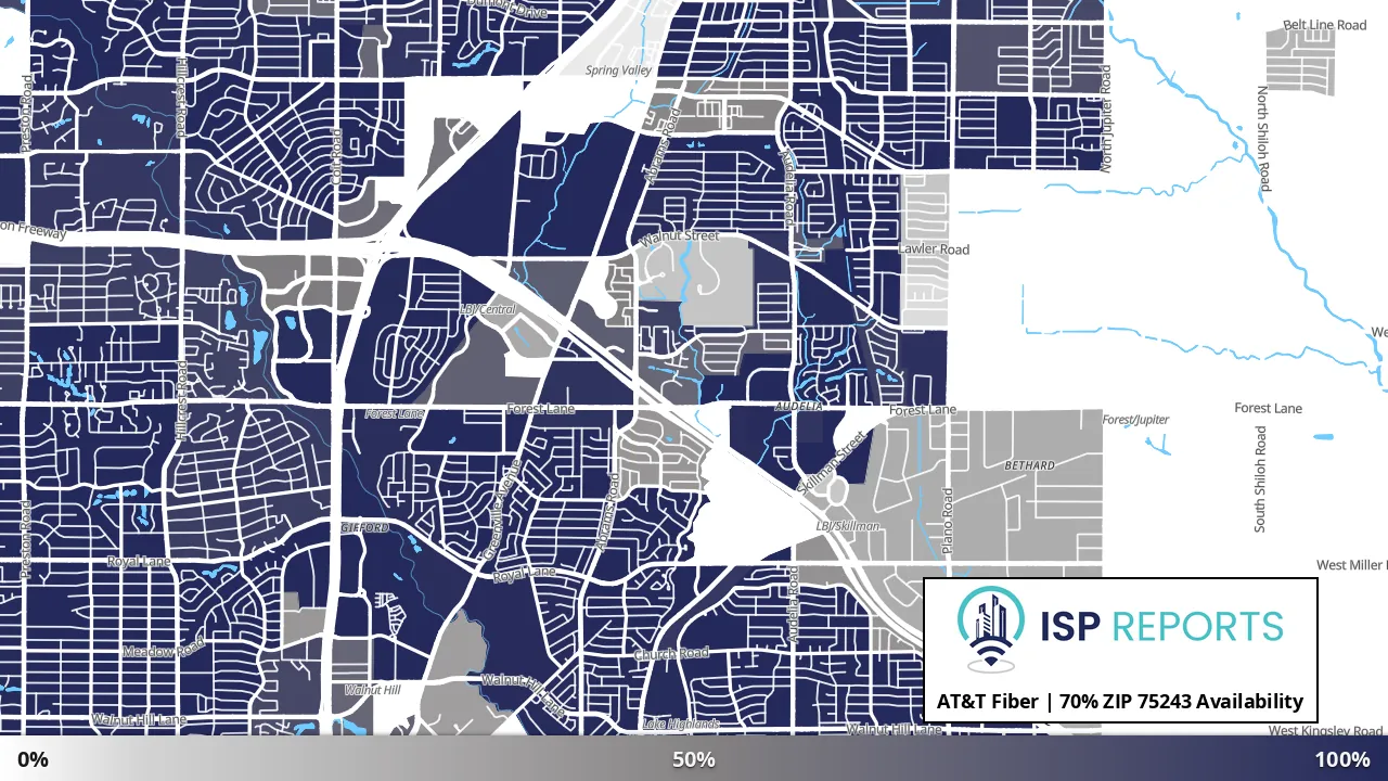 75243, TX map of internet availability