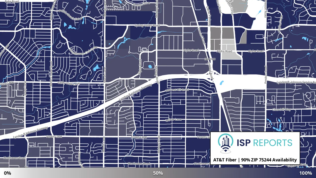 75244, TX map of internet availability